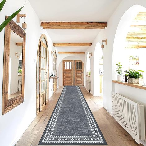 Tapis de Couloir Long 66 x 300 cm, Tapis Cuisine Devant Evier Lavable Tapis Couloir Antidérapant Tapis de Passage Cuisine Résistant aux Taches pour Entrée, Chambre à Coucher, Escalier (1/5)