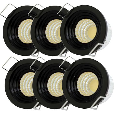 Lot de 6 mini spots Encastrés 3W avec Transformateur Remplaçable boîtier Intérieur en Aluminium Spots LED encastrés pour verrières balcons éclairage de plafond et meubles DIY (Noir) (1/5)