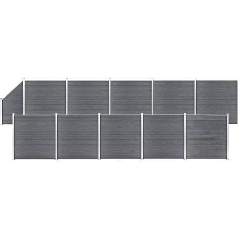 Set de valla 10 cuadradas + 1 oblicua WPC gris 1830x186 cm (1/5)