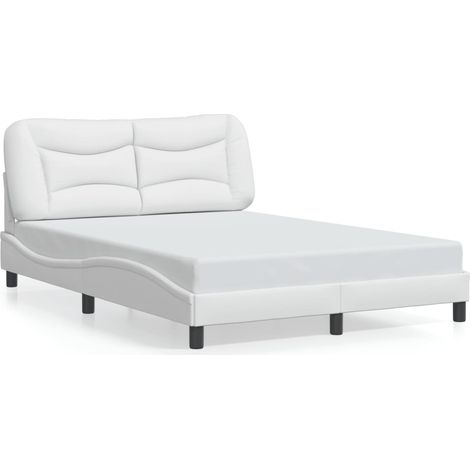 Lit double,Lit adulte,Cadre de lit sans matelas Hvar blanc 140x190 cm similicuir CFW2664923 (1/5)