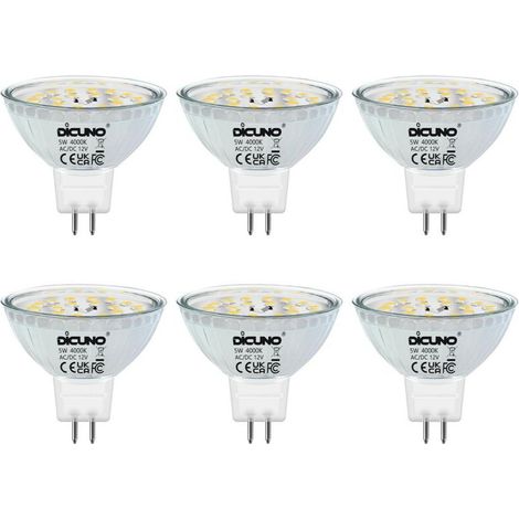 GU5.3 MR16 5W LED-Lampe, neutralweiß 4000K, nicht dimmbar, GU 5.3 12V LED-Strahler, entspricht 50W Halogen, 500lm, 120° Abstrahlwinkel, 6er-Pack (1/5)