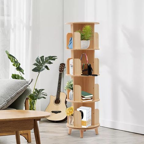 Bibliothèque à 4 niveaux Étagère de rangement Étagère sur pied Étagère de bureau pivotante à 360 (1/5)