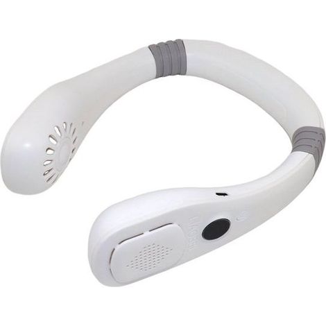Ventola collo, ricaricabile batteria da 5000 mAh con lo schermo del LED, 3 velocità, pieghevole, bianco (1/5)