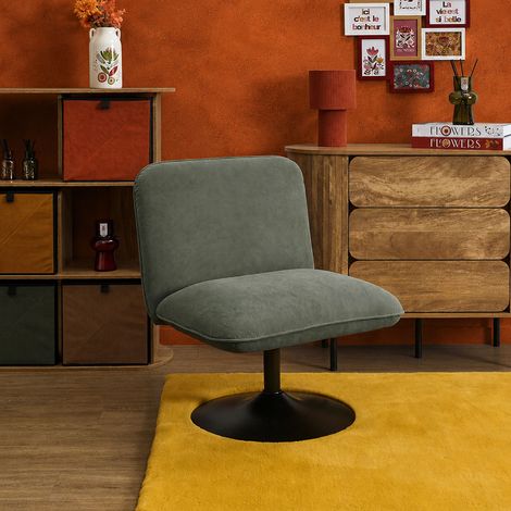 Fauteuil - HOME DECO FACTORY - Jules - Pivotant - Velours Côtelé - Vert (1/3)