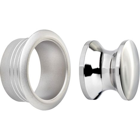 Aufschraubschloss Möbelschloss Caravan-Schloss Türschschloss Knopfset rund 19 mm Edelstahloptik (1/4)