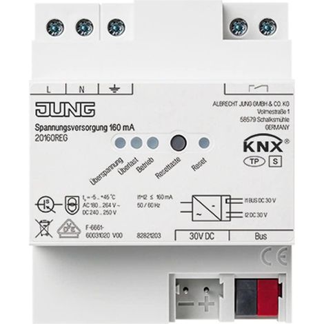 Jung KNX Fuente de alimentación, 160 mA, REG, 4 TE 20160 REG
