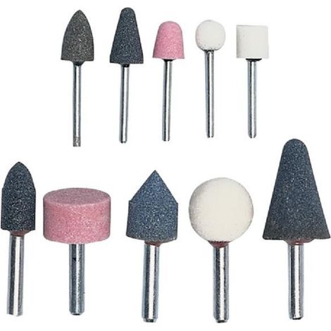 Mole Rotative Abrasive  Assortite in serie 10 Pezzi   Gambo 3-6 mm Maurer (1/4)