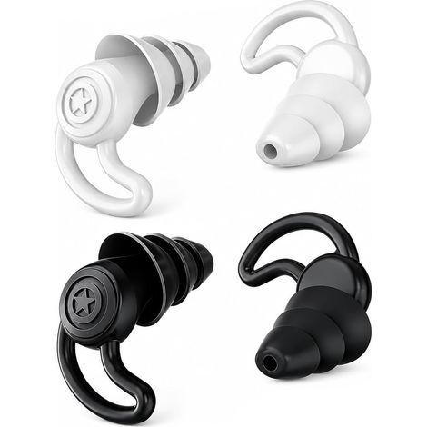 2 Pièces Bouchons D'oreille,Anti Bruit Sommeil,Réutilisables,Pour le Sommeil,Les études et les Voyages(Noir+Blanc) (1/5)