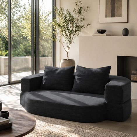 Sofá cama plegable, convertible, colchón de espuma de alta densidad, sin montaje, flanela negra (1/5)