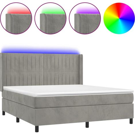 Maison Exclusive - Letto a Molle Materasso e LED Grigio Chiaro 180x200 cm Velluto