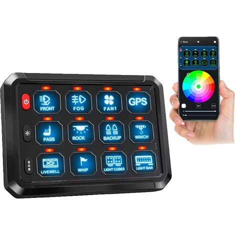 Panneau de commutation RGB, 12 gangs, contrôle APP, installation multi-position (1/2)