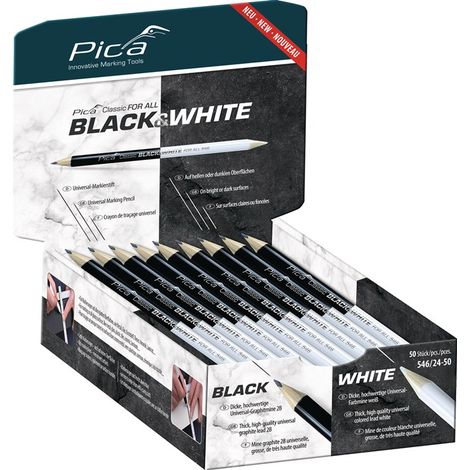Markierstift Classic FOR ALL Black&White L.24cm 2B beids.gespitzt PICA (1/3)