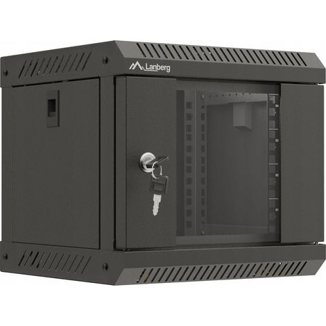 Armario rack Lanberg WF11-3306-10B 6U, montaje en pared, color negro (1/3)