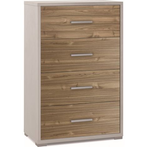 Mobile 4 Cassetti 71L x 41P x h110 – Finitura Bianco Opaco e Finitura Legno Noce – Sarmog (1/3)