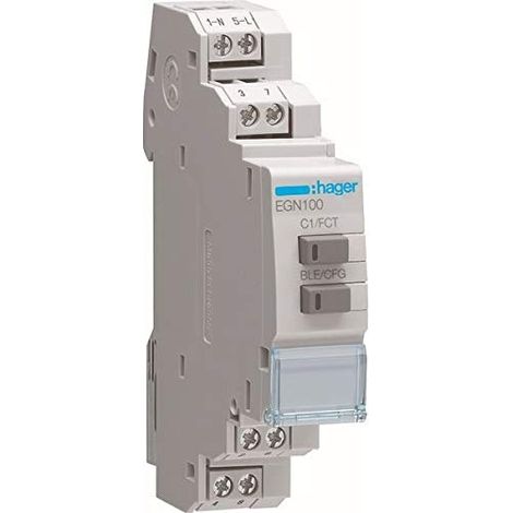 Hager – Programmateur numérique multifonction 1 canal – Bluetooth – Intensité courant 16A – Tension 230V – Périodicité de programmation – EGN100 (1/5)