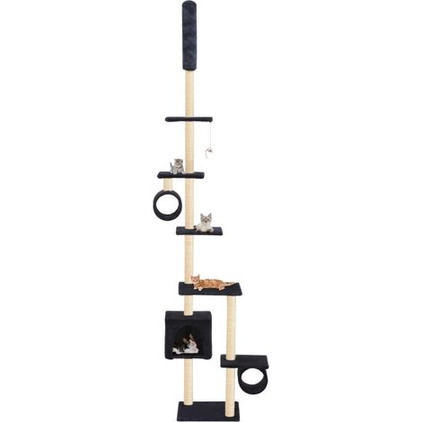 Árbol para gatos rascador caseta para gatos juguete de sisal de peluche 260 cm azul oscuro 3702086