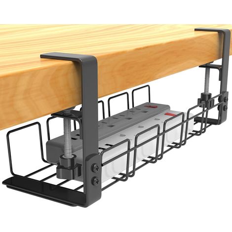 Lot de Cable Management, Plateau de Gestion des Câbles sous Bureau sans Perçage, Rangement Cable Bureau pour La Gestion des Câbles et des Multiprises (1/4)