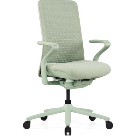 Chaise de bureau / chaise pivotante VERVIO Dossier en tissu maillé 3D / assise en tissu sauge hjh OFFICE (1/5)