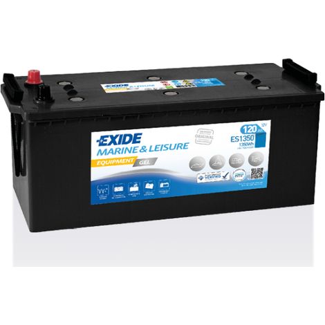 Exide – Batterie gel 12V 120Ah 760A – Dimensions 513x189x223mm – Pour applications solaires et éoliennes – ES1350 (1/6)