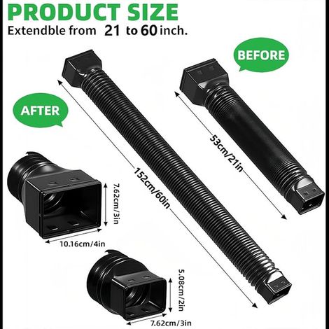 Flexible Gutter Extension,Rain Hose Extension Kit,Gutter Connector Extension,Retractable Downpipe Extension,Downspout Extension,Water Drain Rain (1/2)