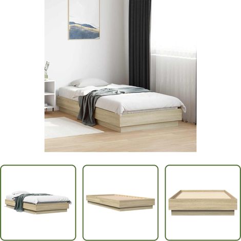 vidaXL Lit chêne sonoma -  Cadre de lit sans matelas chêne sonoma 90x190 cm (1/5)
