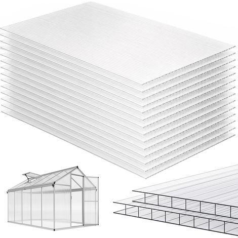Set de 10 plaques alvéolaires en polycarbonate 120x60 cm anti-UV découpables pour serres abris de jardin et toitures (1/5)