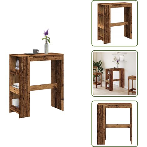 The Living Store Bartisch mit Regal Altholz-Optik 90x40x103,5 cm Holzwerkstoff - Holzwerkstoff (1/5)