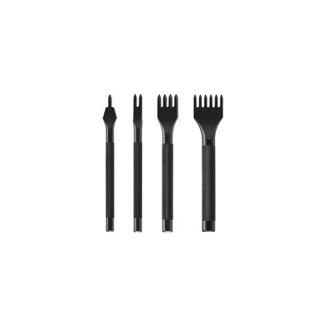 Outil de travail du cuir 1/2/4/6 dents DIY Laçage Couture Perforation Trou Kits Artisanat du cuir (3 mm) Noir Acier au carbone (1/5)