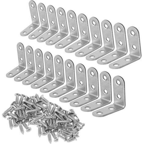 Lot de 20 Equerre d'assemblage, Équerre de Fixation en Forme de L, Équerres de Fixation, Équerre de Fixation en Métal, Equerre Inox pour la Fixation et la Réparation de Meubles(40x40x16mm) (1/5)