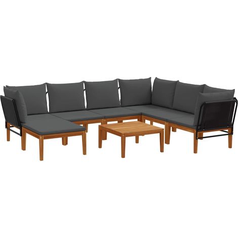 8 uds. Madera de Acacia Sólida y Cuerda Natural vidaXL (1/5)