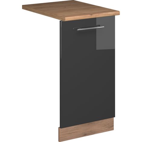 Panel frontal del lavavajillas Fame-Line, Antracita alto brillo, 45 cm , ET Roble, Vicco