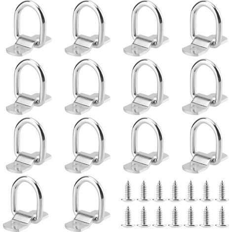 Anneaux d'arrimage en D galvanisés Lot de 14 avec vis - Acier Carbone 5.6x2cm pour remorques camions Bateaux cargaisons (1/5)
