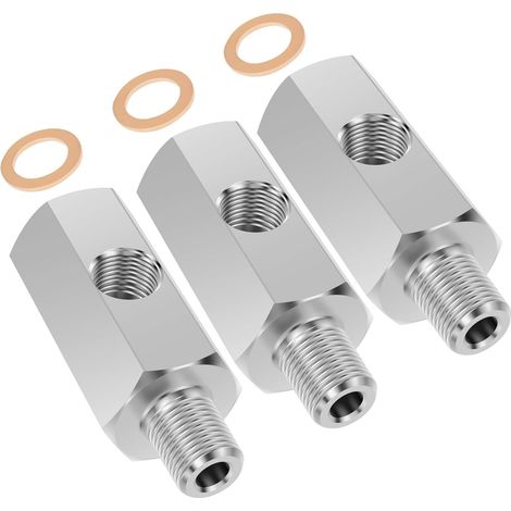 Öldrucksensor Adapter 1/8 3-Wege NPT Öldrucksensor-T-Stück Edelstahl Öldruckschalter Adapter für Motoren Mechanisches (1/5)