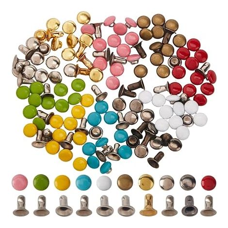 300pcs Mini rivets, 10 couleurs rivets Vis à coudre, 4 mm Chicago Vis ensemble, double bouchons pour les produits en cuir, rivets tubulaires en métal pour vêtements, sacs à main, fabrication (1/5)