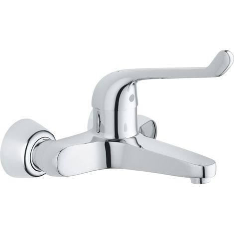 Grohe Euroeco Special Einhand-Sicherheitsmisch-Waschtischbatterie, Ausladung 204mm, Hebel170mm, Chrom, Wandmontage (1/5)