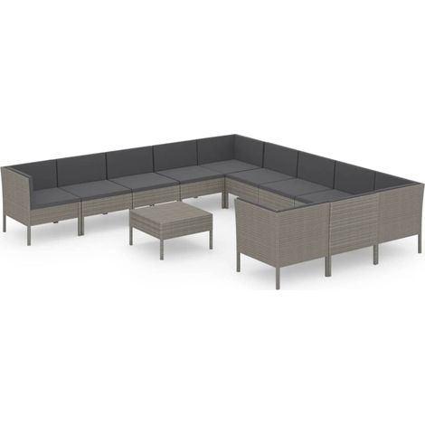 Maison Exclusive - 12-tlg. Garten-Lounge-Set mit Auflagen Poly Ra