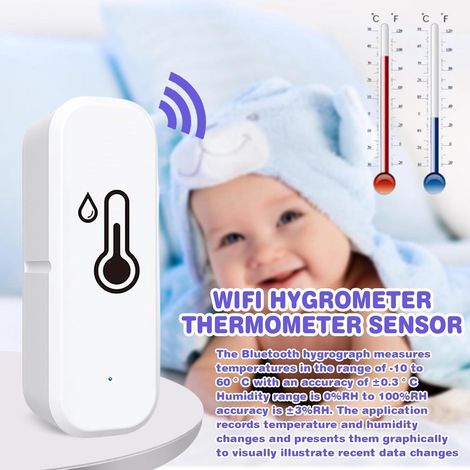 Termometro e igrometro da interni WiFi - Sensore wireless intelligente con app - Termometro e igrometro con registrazione dati - Notifiche in tempo reale e storiche - Confezione da 2 (1/5)