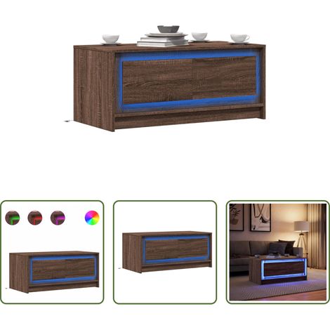 Holz Couchtisch - LED-Couchtisch Braun Eichen-Optik Holzwerkstoff (1/5)