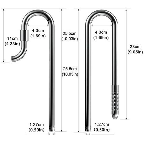 Set Stainless Steel Tubing, 360° Inlet/Outlet, Compatible with 12/16 mm, For Nano Aquariums (1/5)