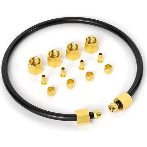 12pièces 6mm Air Compressor Unloader Tube Kit, Contains 6mm Sleeve Ferrules, Compression Insert and Compression Nut (1/5)
