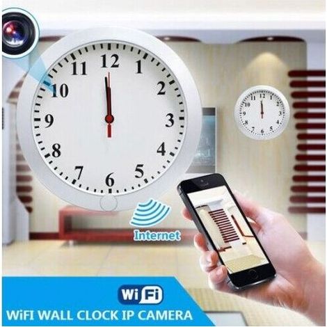 Horloge murale caméra cachée IP WIFI HD 1080P détection de mouvement 32 Go - THERMOMÈTRE NUMÉRIQUE ET OBJECTIF RÉGLABLE POUR ANDROID
