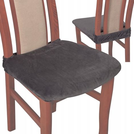 FUNDA PARA SILLA, ASIENTO DE SILLA, terciopelo bajo, TESS, gris oscuro