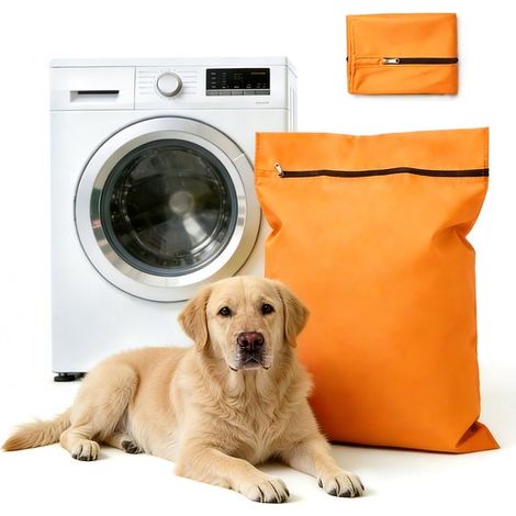 Wäschesack für Haustiere，65 x 70 cm Wäschesack aus Polyester-Twill，Großer Wäschesack mit Reißverschluss，Entfernt Hunde- und Katzenhaare (1/5)