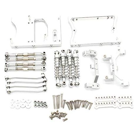 Boîtier en métal Barres de traction Servo Support fixe Amortisseur de chocs pour Mn D90 D91 Mn99S 1/12 RC Pièces de mise à niveau de voiture Argent (1/5)