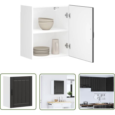 vidaXL Armoire murale de cuisine Lucca noir bois d'ingénierie (1/5)