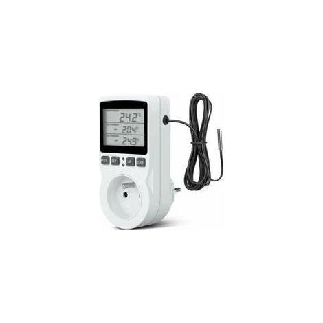 Prise intelligente programmable avec sonde de température – Thermostat numérique pour chauffage serre ou aquarium, minuterie digitale précise (1/4)