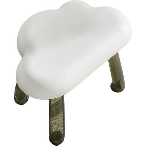 Nuage blanc tabouret enfant forme nuage piètement transparent plastique déco cadeau maison (1/5)