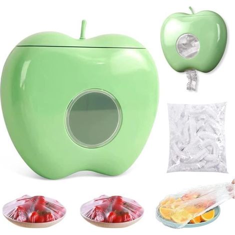 Boîte de Rangement pour Film Plastique, 100pcs Sacs Conservation Frais, Boîte Anti-poussière pour Cuisine (vert) (1/4)