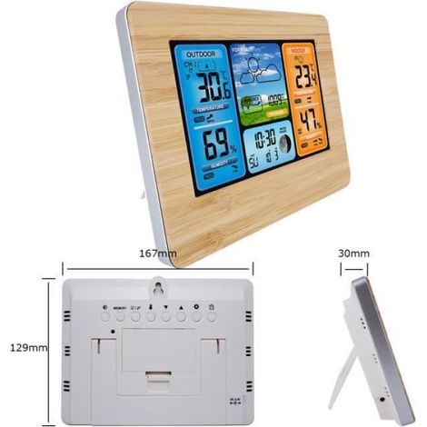 Station Météo Sans Fil - Thermomètre Hygromètre Baromètre - Capteur Extérieur Étanche - Écran LCD Coloré - Jaune (1/4)