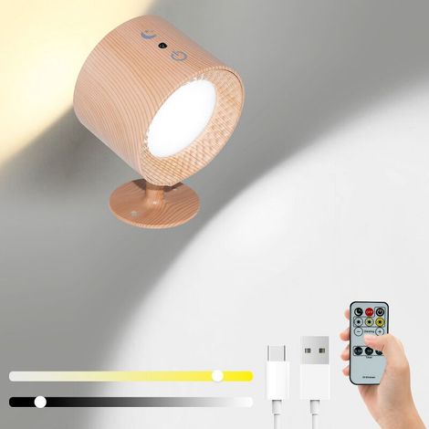 Applique murale lumineuse Rechargeable USB réglable luminosité télécommande lampe de nuit magnétique 3 température de couleur RGB multicolore (1/5)